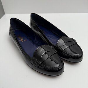 Yves Saint Laurent Black Patent Leather Loafers
